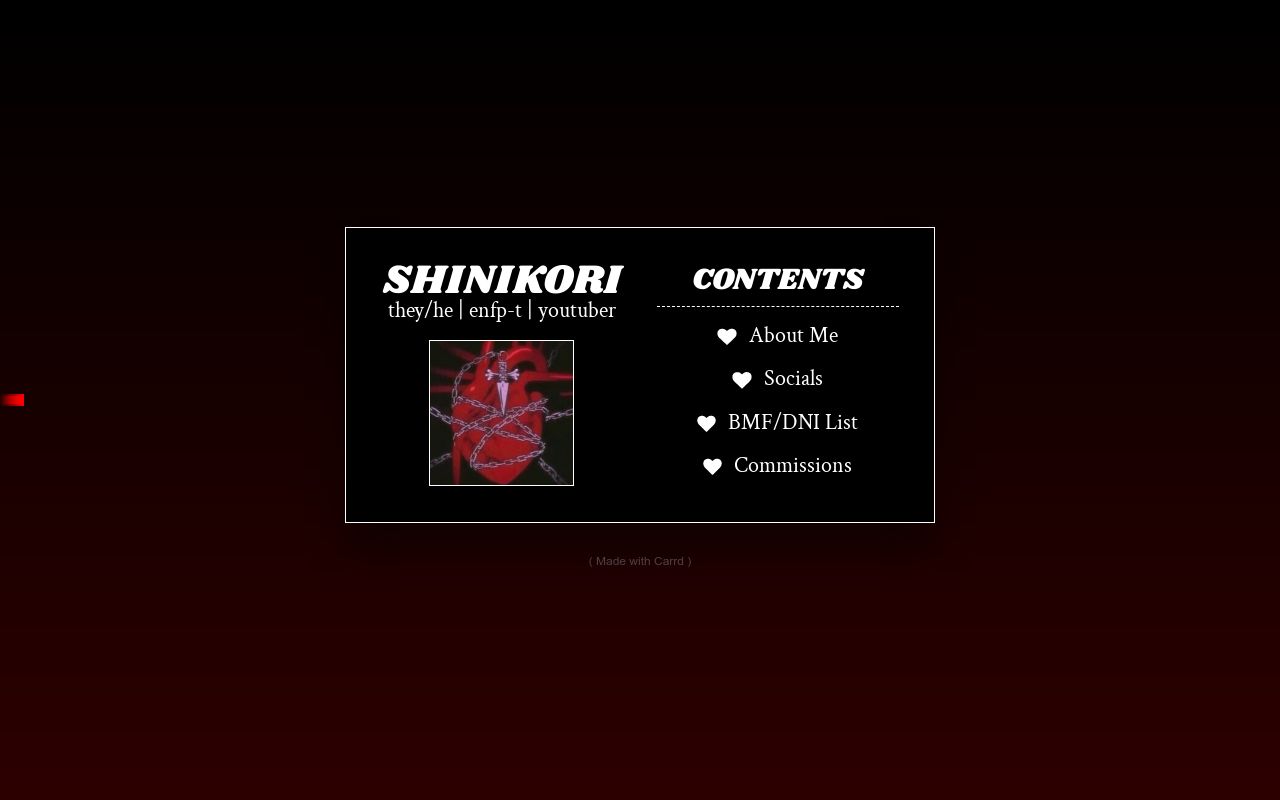 Carrd profile picture for @shinikori